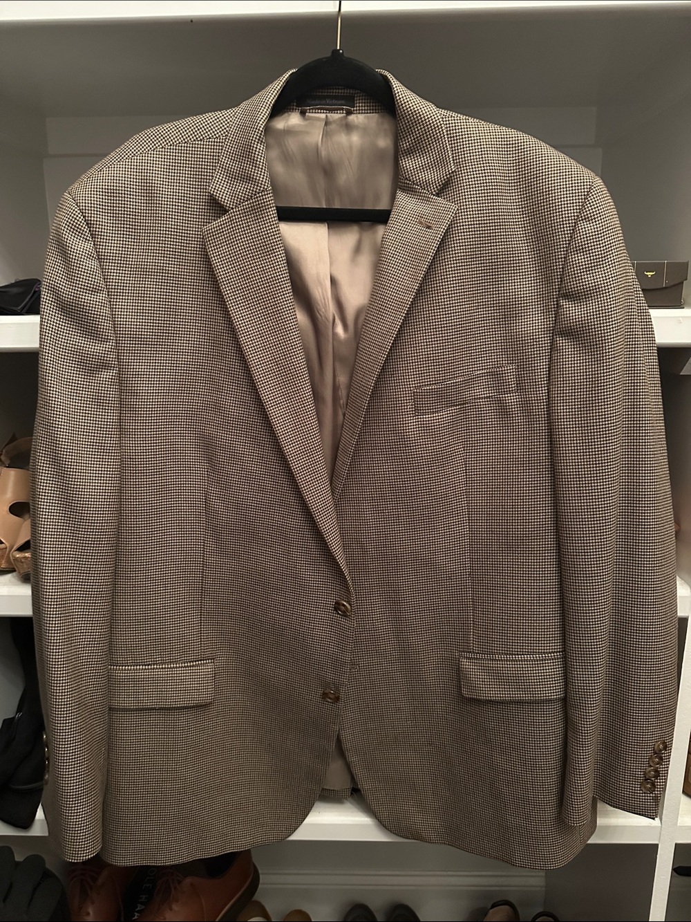 Lauren Ralph Lauren Tan & Cream Houndstooth Sport Coat